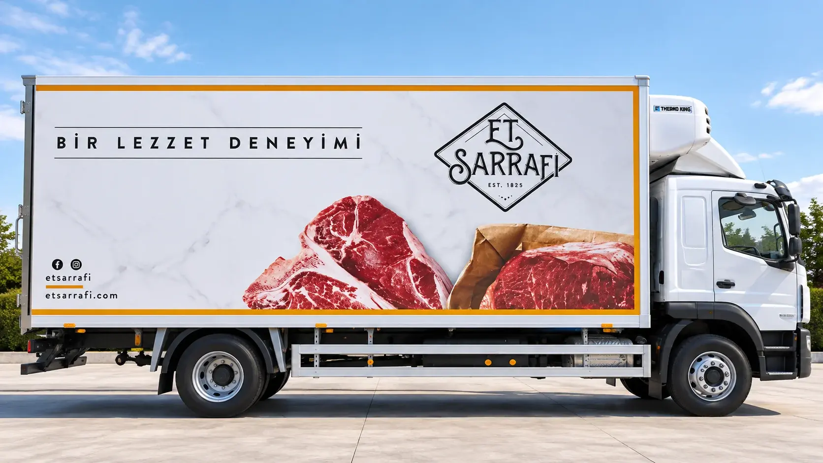 Et Sarrafı logolu frigorifik sevkiyat aracı